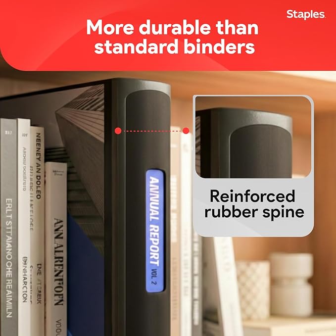 Staples Better 3-Inch D-Ring Binder, Black – Heavy-Duty 3-Ring Binder for School & Office Storage