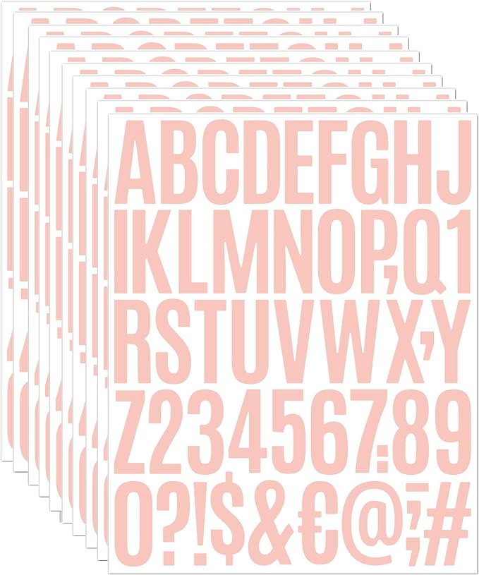 Letter Decals 2 Inch, 8 Sheets Waterproof Alphabet Stickers, Self Adhesive Vinyl Letters for Water Bottles, Journals, Scrapbooking, Personalized Names and Crafts (Pink)
