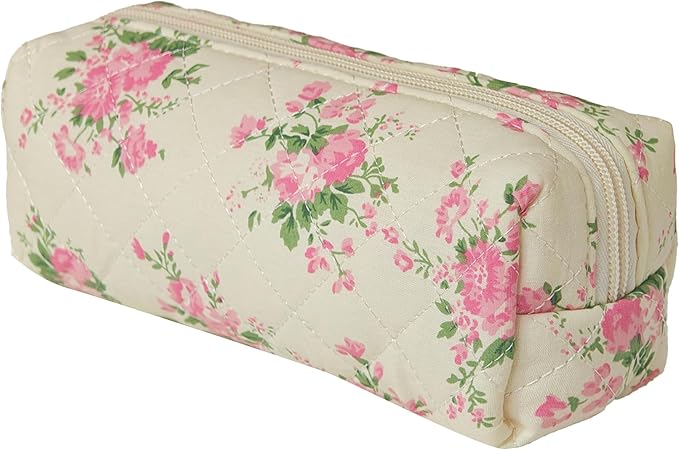 Carry bloom Pencil Pouch Cute Pencil Case for Girls Aesthetic Pencil Bag with Zipper Pen Cases School Supplies Makeup Bag (2 flower pink)