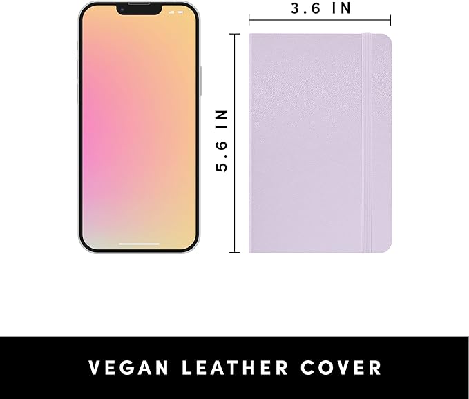 PAPERAGE Lined Pocket Journal Notebook, 1 Pack, (Lavender), 160 Pages, Small, 3.6 inches x 5.6 inches - 100 GSM Thick Paper, Hardcover