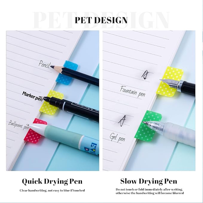 Golcellia 400 Pieces Sticky Index Tabs Transparent Sticky Notes, Colored Page Markers for Bookmarks, Writable and Repositionable Index Annotation Tabs（Polka Dots）