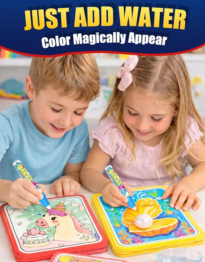K'ONLE Reusable Water Coloring Books for Toddlers, Clean & Easy Painting & Doodle Book Toys for Kids Ages 1-3, 2-4 | Paint with Water Activity Book, Travel Gift for Boys & Girls-3 Pack