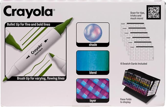 Crayola Dual-Tip Alcohol Marker Set for Adults (120ct), Bulk Adult Coloring Book Markers for Blending, Shading & Layering, Fine & Brush Tips [Amazon Exclusive]