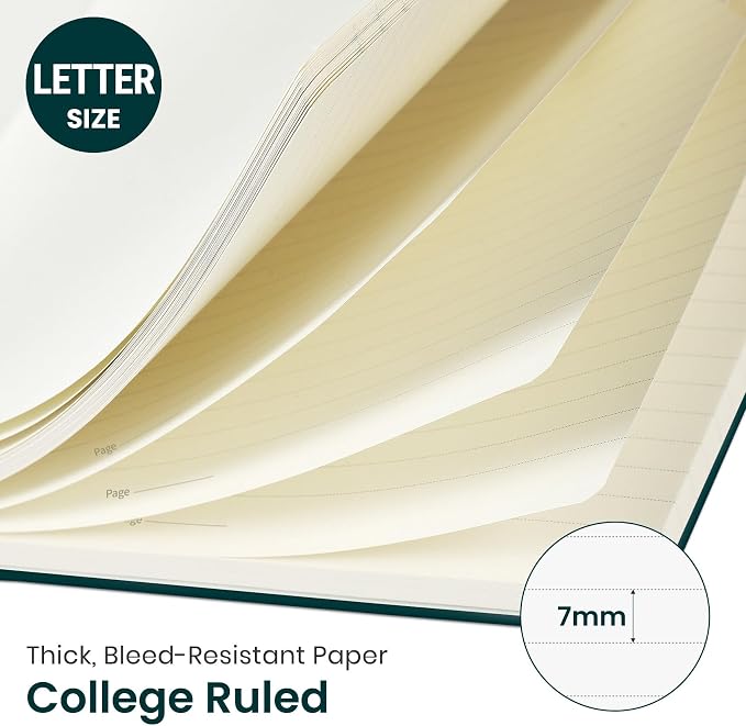 Taja Large Spiral Lined Journal for Women and Men, Notebook for Work