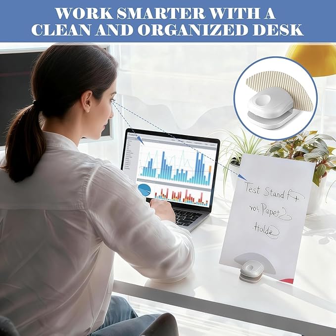 4Pcs Paper Holder Stand for Typing – Non-Slip Desktop Document Holder with Anti-Slip Pads, Foldable Portable Copy Stand for A4 Paper, Office Reading & Writing (White, Blue, Red, Green)