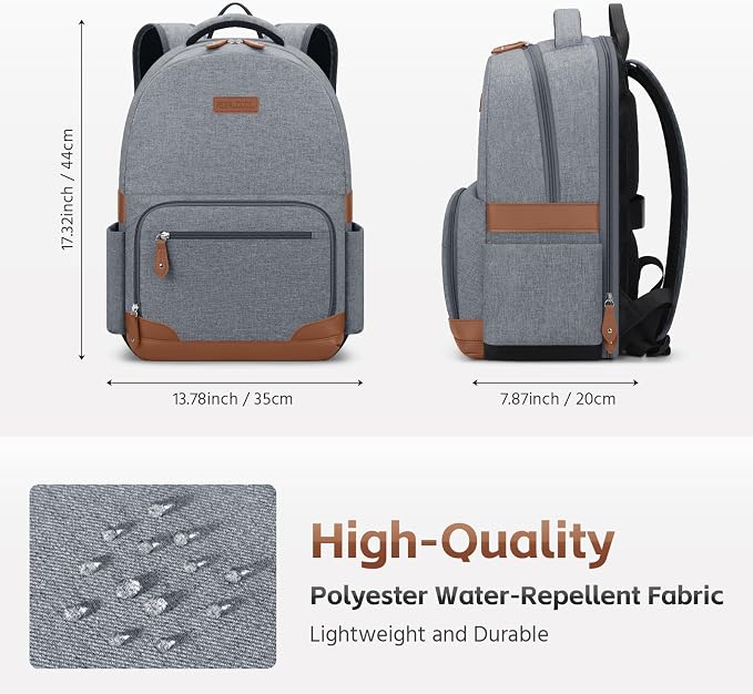 RealCool 15.6-17.3" Laptop Backpack, 31L Water Resistant Travel Bag | Independent frame opening, lightweight ,multi-compartments, ergonomic padded straps, luggage belt, for School,Business Trip