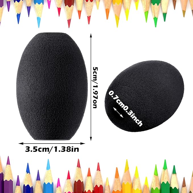 Outus 12 Pieces Pen Grip Kids Adult Egg Pencil Pen Grip Handwriting Pen Grips Foam Pen Grips Pen Writing Aid Holder Soft Cushioned for Drawing Student Right or Left Handed Use(Black)