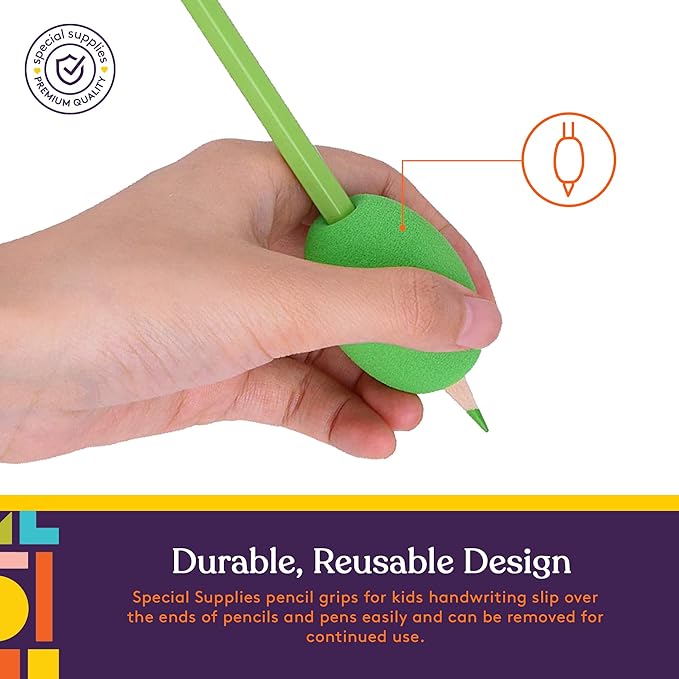 Special Supplies Egg Pen-Pencil Grips for Kids and Adults Colorful, Cushioned Holders for Handwriting, Drawing, Coloring - Ergonomic Right or Left-Handed Use - Reusable (6-Pack)