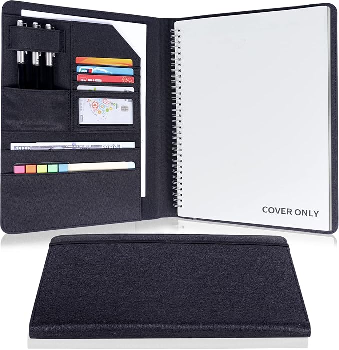 Folio Planner Cover for Rocketbook Smart Notebook– Waterproof Portfolio Organizer Fits A4/Letter Size (8.5x11 Inch), Professional Academic & Office Use (Black)