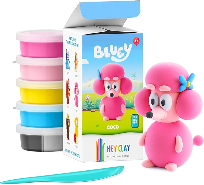 HEY CLAY Bluey & Friends - Air-Drying Clay for Kids - Arts and Crafts Creative Modeling Clay Kit Children Ages 4-8 (Coco)