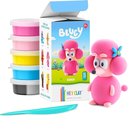 HEY CLAY Bluey & Friends - Air-Drying Clay for Kids - Arts and Crafts Creative Modeling Clay Kit Children Ages 4-8 (Coco)