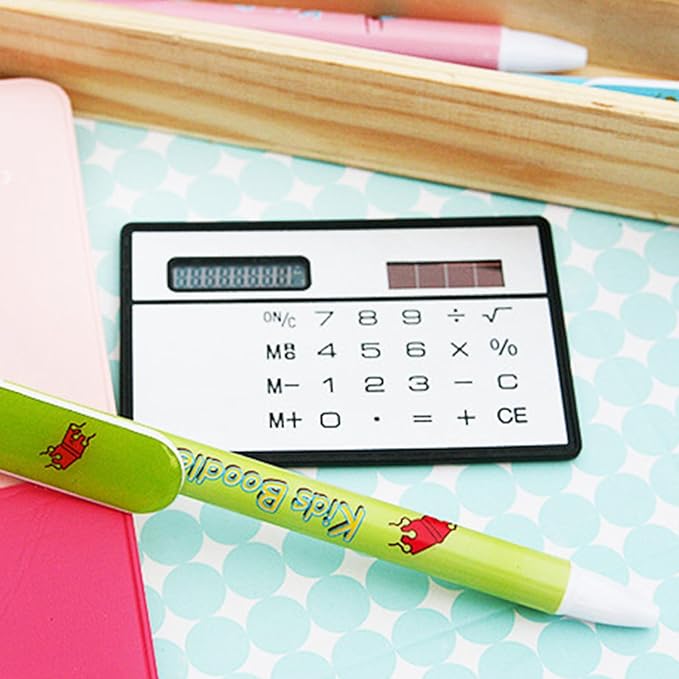 Solar Power Calculator 8 Digit Display Basic Standard Calculators Thin Calculator for Business Office School,Plastic