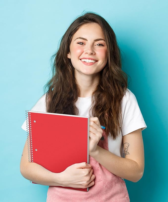Dunwell 1-Subject College Ruled Spiral Notebook 8.5x11, 100 Sheets, Red