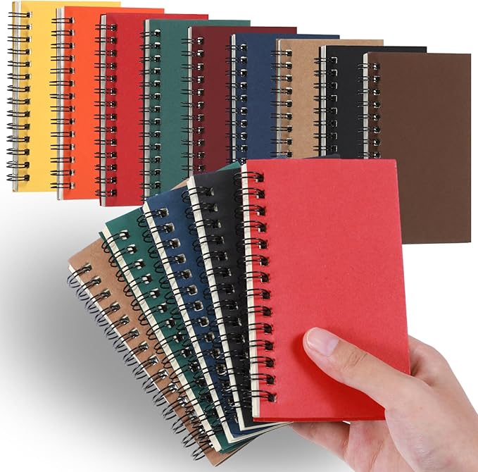 Jutom 18 Pcs Small Spiral Notebooks Memo Pads 3x5 Bulk Small Pocket Notebooks Mini Notepads with Lined Pages Mini Journals for Office School Work Supplies, 120 Pages (Multi Color)
