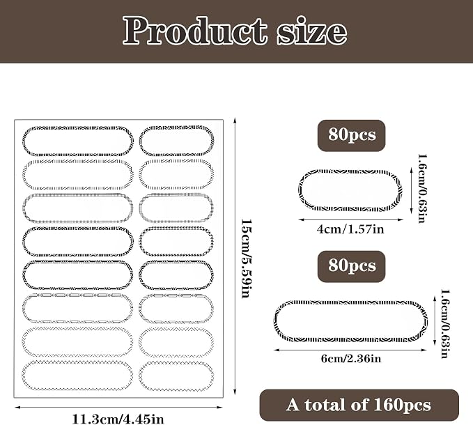 Ymapinc Waterproof Name Stickers to Write on, 160Pcs Waterproof Labels for Bottles Reusable Easy Peel Off Water Proof Labels Self Laminating Name Sticker