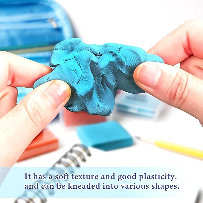 Smilo Kneaded Erasers for Artists, 8-Pack (4 Colors - 2 Each) | Reusable, Dust-Free, No Smudge | Moldable Putty Eraser with Case | Ideal for Drawing, Sketching, Students