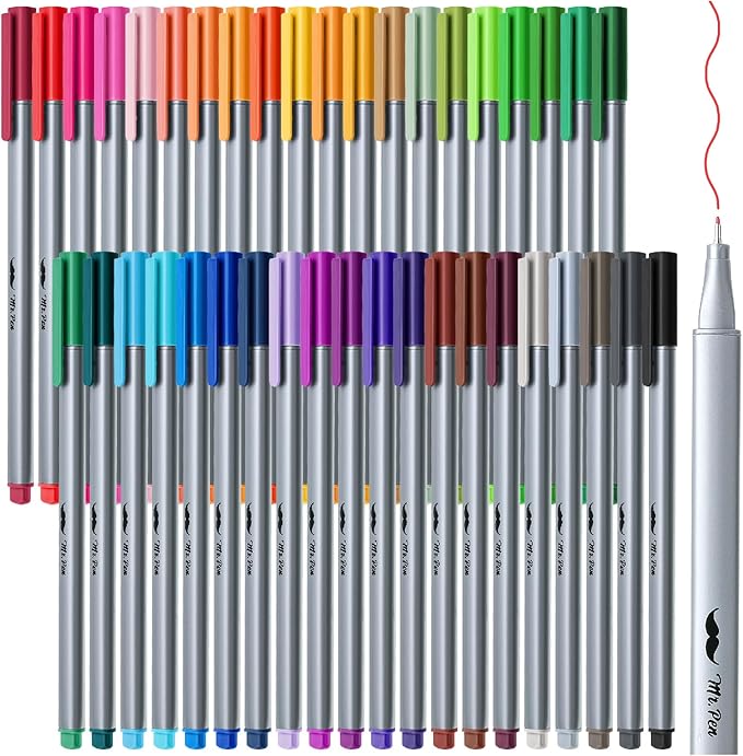 Mr. Pen- Colored Fineliner Pens, 40 Pack, 0.4mm Fine Point, Smooth Bible Journaling Pens for Detailed Drawing, Note-Taking, Coloring, Sketching, Planning & Art Projects, School Supplies