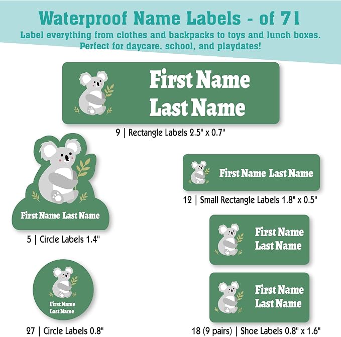 Personalized Daycare Name Labels for Kids (71 Labels) - Custom Durable Waterproof Name Stickers for Clothing Tags, Water Bottles, Lunch Boxes, and School Supplies - Dishwasher, Washer