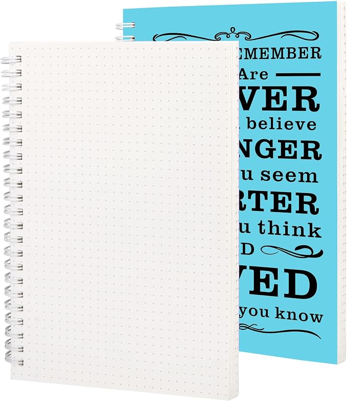 JOHSBYD 2Pcs Spiral Dotted Notebook,Inspirational Gifts A5 Dot Grid