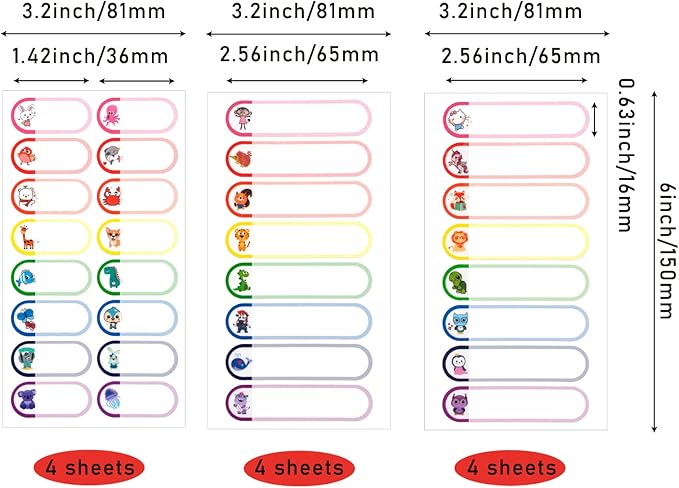 Name Labels for Kids Stuff Daycare, Waterproof Kids Labels for School Supplies, 128 PCS Personalized Name Tags Stickers for Water Bottles, Self Laminating, Dishwasher Safe
