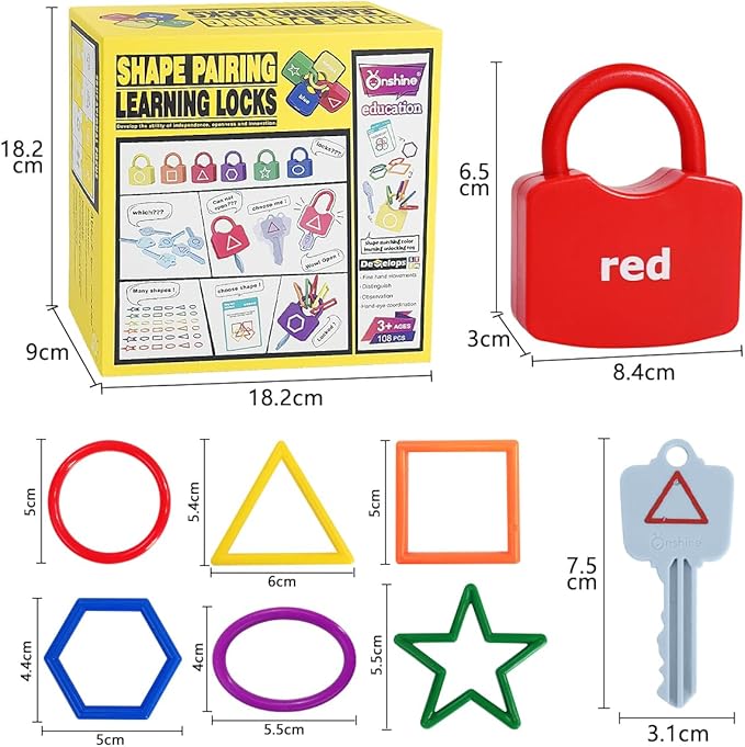Montessori Toys for 3 Year Old, Lock and Key Toy for Toddler, Color and Shape Matching Game for Preschool Learning Kindergarten Activities