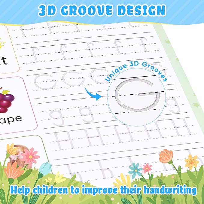 ASIGN Magic Ink Copybooks for Kids Reusable Handwriting Workbooks for Preschools Grooves Template Design and Handwriting Aid Gifts for kids (5)