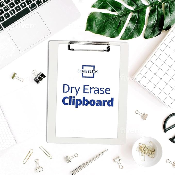 SCRIBBLEDO Dry Erase Clipboard Durable Double-Sided 9"x12" White Board Clipboard with Low Profile Clip White Clipboard for School Teacher Classroom Office Warehouse and Home Use