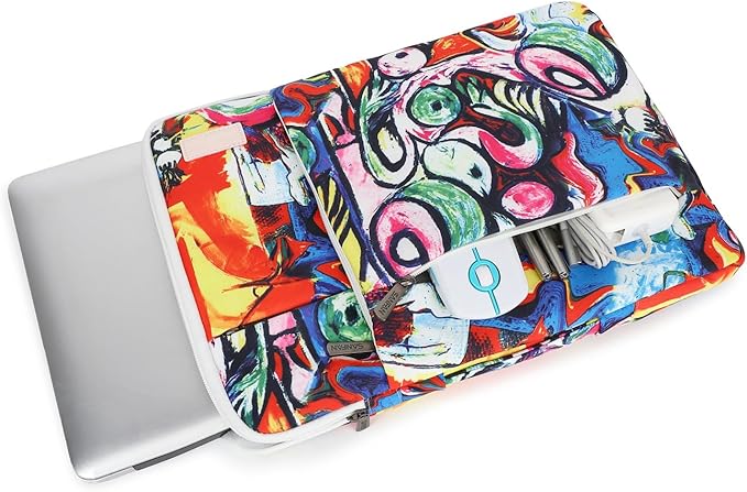 360° Protective 3 Pockets Laptop Sleeve Case Bag with Handle for MacBook Air 15 inch,MacBook Pro 16 inch and 15.6 inch Screen Laptop (Graffiti)