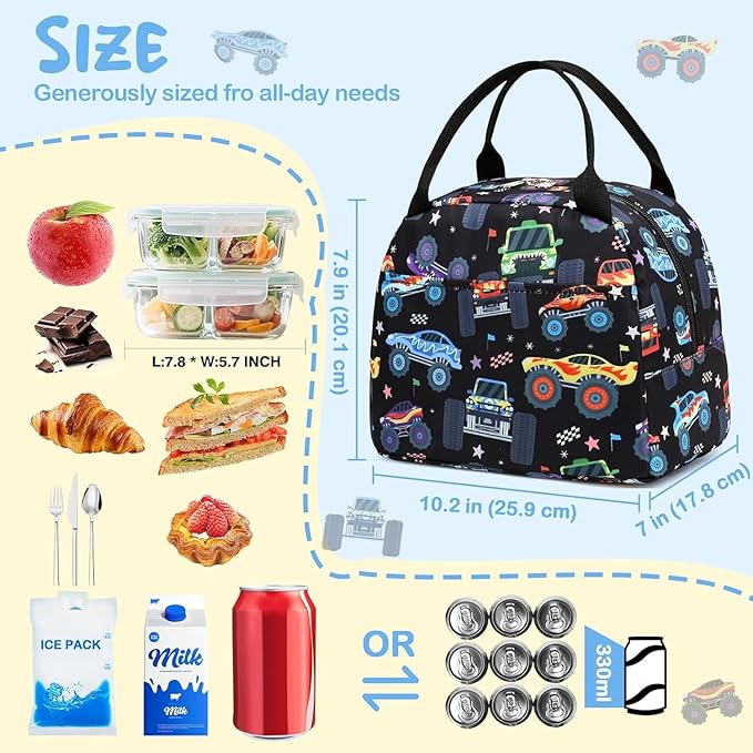 CAMTOP kids lunch bag Cute Insulated lunch box for Boys & Girls Leakproof loncheras for school