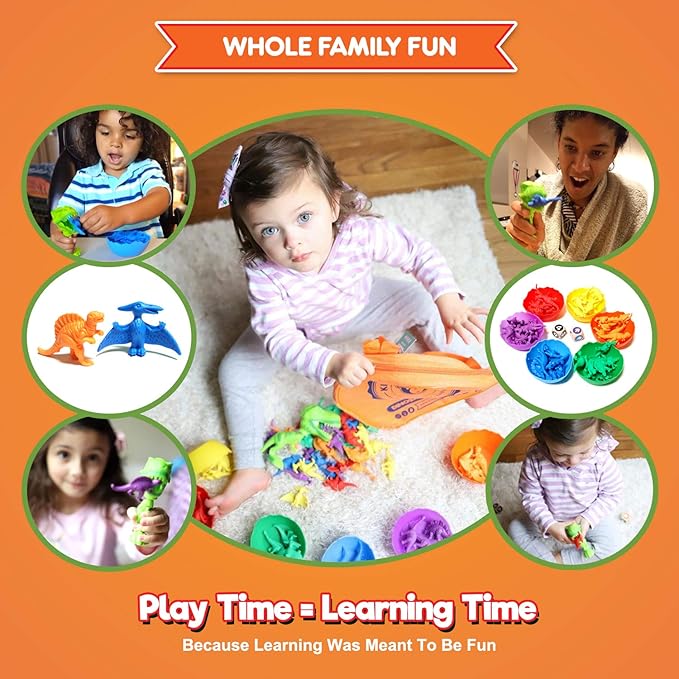 Jumbo Sorting & Counting Dinosaurs Matching Game - Educational Dinosaur Toys for 3 4 5 Year Olds with 54 Math Manipulatives, Dino Grabber, Toddler Games Dice, Toy Storage & Kids Activities eBook