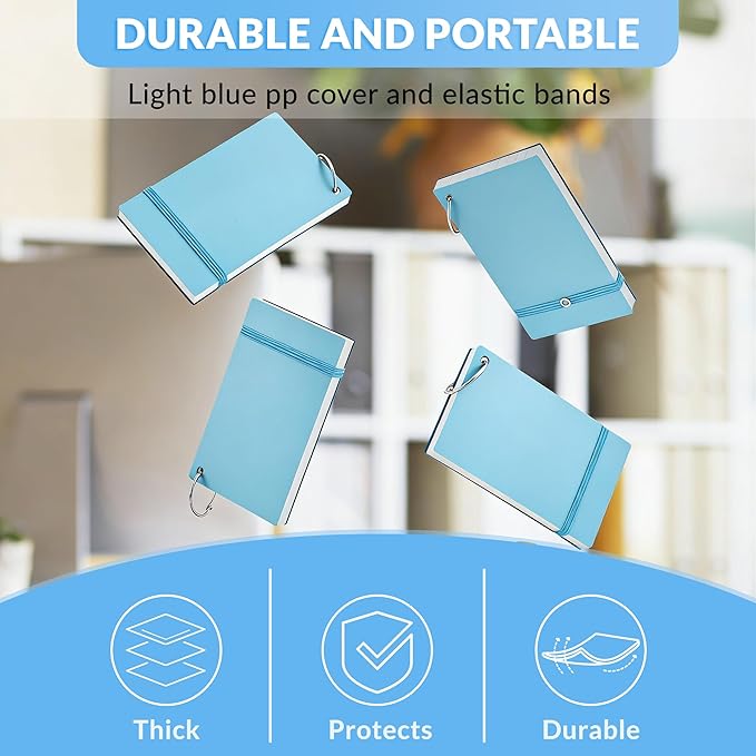 NEEWAY Ruled Index Cards with Ring 3x5 Inches, 200 Count Note Cards Lined, Flash Cards with Rings for Studying, Home and Office (Light Blue)