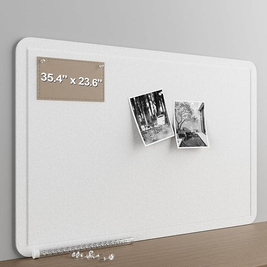 Felt Bulletin Board for Wall 36" x 24" Unfolded Size, Frameless Felt Pin Board, Soft Cork Board Alternative for Office, Home Planning, Notes, Photos & Wall Decor, Foldable Shipping, Easy Install