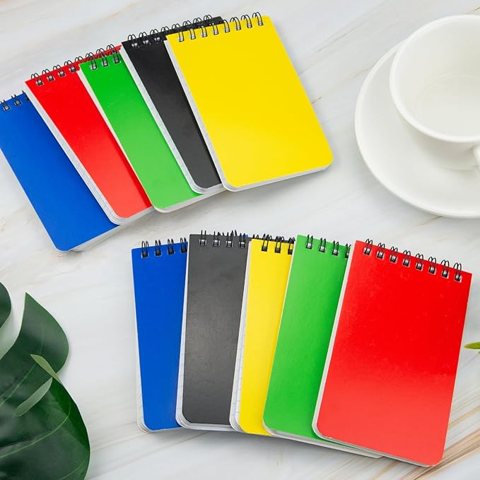Fantasyon Top Bound Memo Books 3" x 5" Pocket Notebook Spiral Memo Pads For Home, Office, College, School，Lined College Ruled Paper，75 Sheets Per Notebook (10 Pack) (A7)