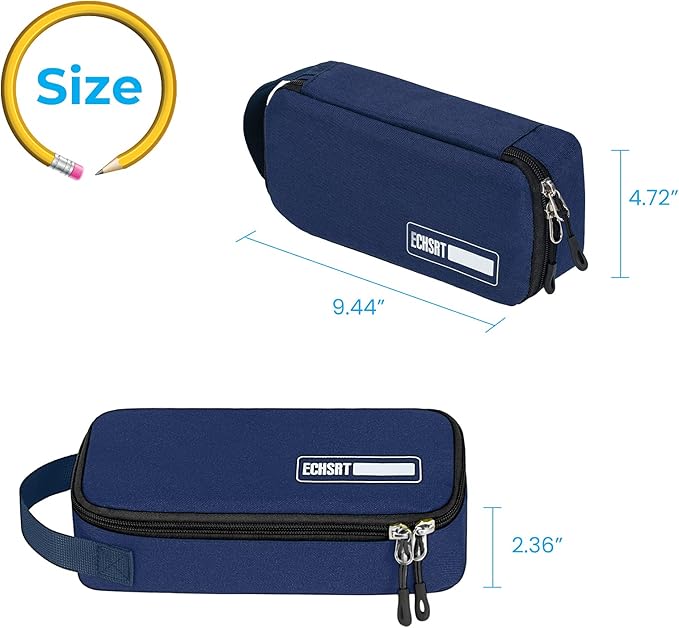 ECHSRT Large Pencil Case, Aesthetic Pen Pouch with Big Capacity, Minimalist Portable Stationery Bag with Handle for Office Organizer Aesthetic Pencil Cases
