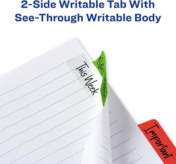 Avery Margin Ultra Tabs, 2.5" x 1", 2-Side Writable, Assorted Colors, 24 Repositionable Page Tabs (74768)
