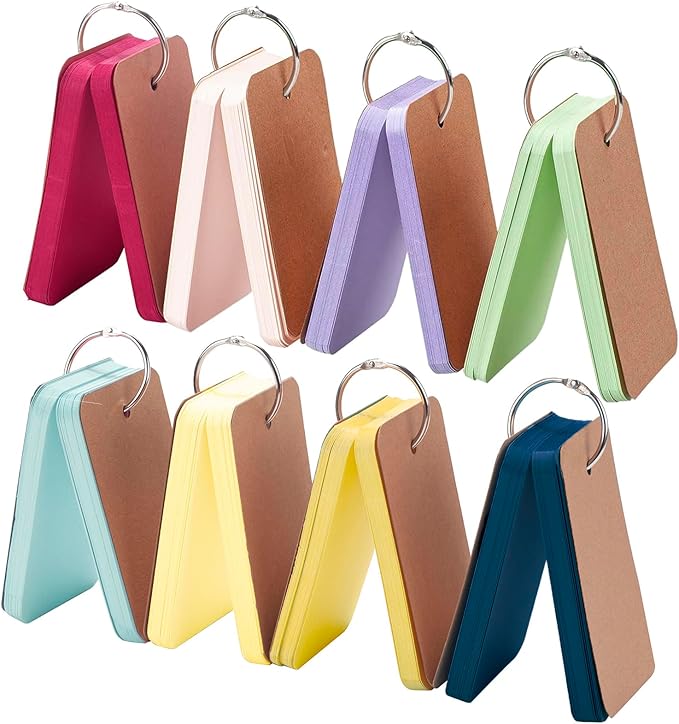 400 Pieces Blank Flash Card 2.2x3.5 Inch Note Cards Study Card for School Learning, Blank Index Cards Ring Flashcards Colored Cardstock, Recipe Cards, Game Card, Studying, Office Supplies