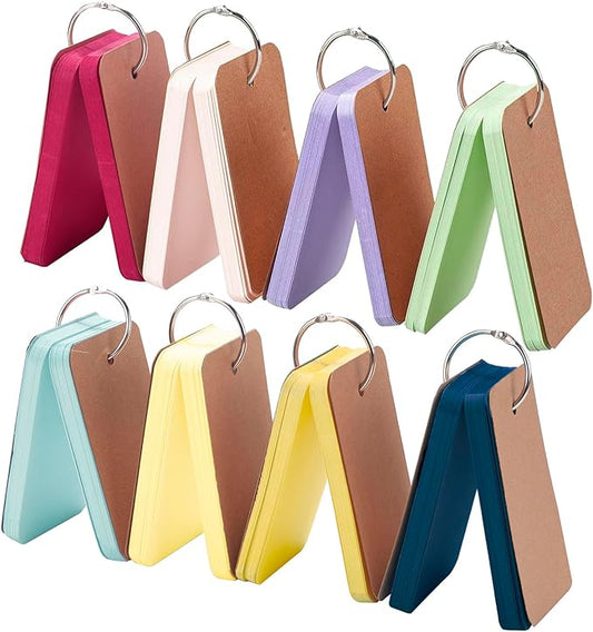 400 Pieces Blank Flash Card 2.2x3.5 Inch Note Cards Study Card for School Learning, Blank Index Cards Ring Flashcards Colored Cardstock, Recipe Cards, Game Card, Studying, Office Supplies