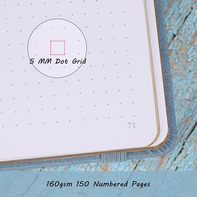 TIEFOSSI B5 Dotted Journal, 160 GSM Dot Grid Notebook for Women Men