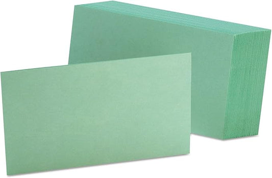 Oxford Blank Color Index Cards, 3" x 5", Green, 100 Per Pack (7320 GRE)