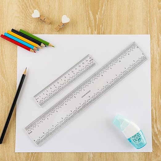 BAOFALI 5PCS 6 Inch Clear Acrylic Ruler with Inches & Metric Measuring Tool 6" Inch Straight Edge Rulers for Scrapbooking Card-Making Student School Office Home Tool