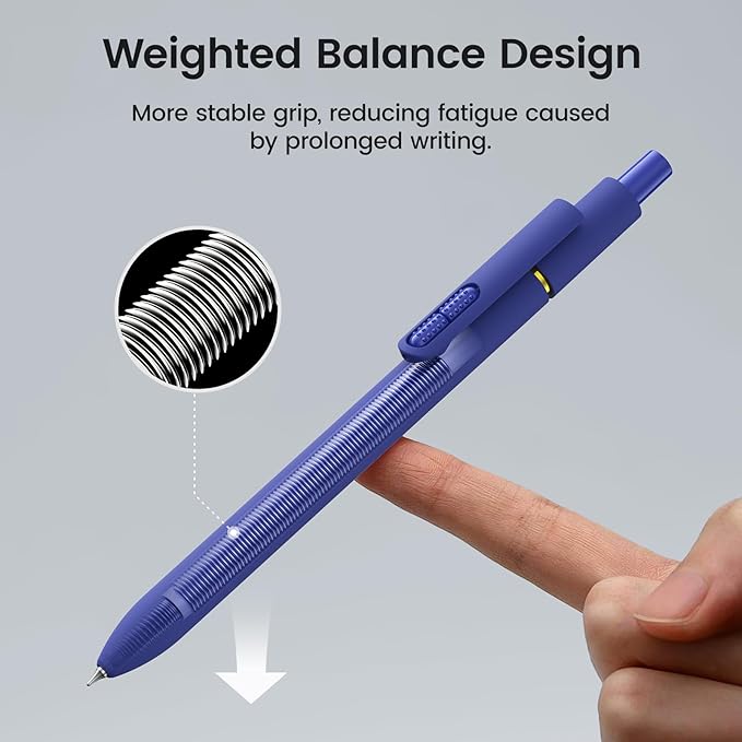 8Pcs Black Gel Pens - 0.7mm Medium Point Black Ink Pens | Smooth Writing - Quick Drying Retractable Pen for Men Women (Vintage - 8Pcs)