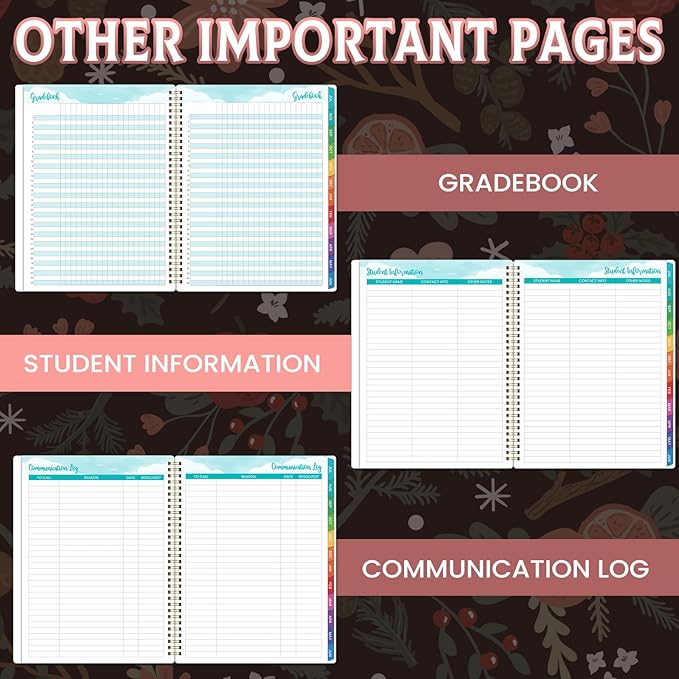 Teacher Planner 2026-2027 - Teacher Lesson Planner 2026-2027, July 2026 - June 2027, 8.5" x 11", Academic Planner for Teachers, Teacher Planner 26-27 Academic Year for School Year with Colorful Tabs and Inner Pocket - Pinecone