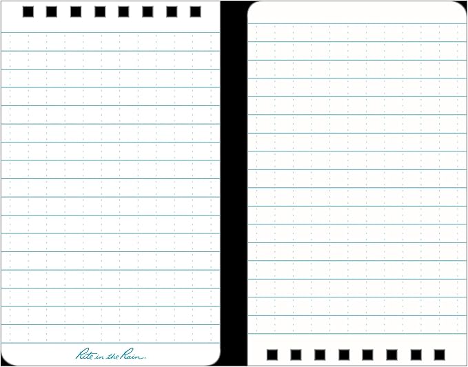 Rite in the Rain Weatherproof Top Spiral Notebook, 3" x 5", Blue Cover, Universal Pattern, 3 Pack (No. 235-3X)