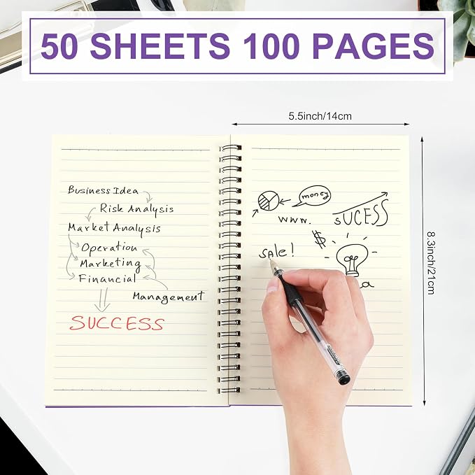 Yahenda 6 Pcs Spiral Notebooks, 1 Subject, Wide Ruled, Purple