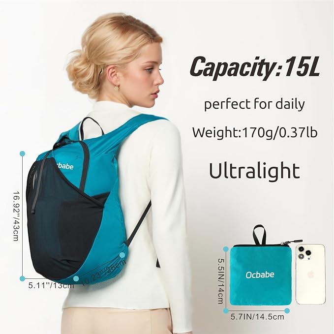 Ultra Lightweight Foldable Backpack,Water Resistant Small Packable Hiking Daypack Outdoor Camping Travel Bag