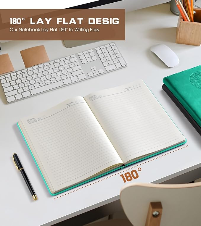 Lined Journal Notebook for Women Men,256 Thick Pages,A5 Hardcover Vintage Leather Journal for Writing,Travel,Business,Work, School,College Ruled Notebooks for Note Taking,Daily Diary 5.7"×8.3"