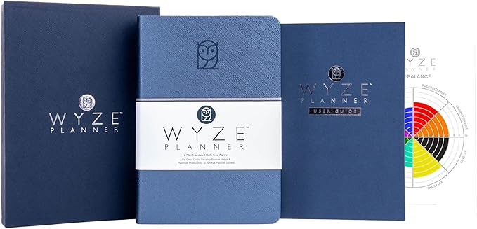 Wyze Planner Undated Daily Planner – 6-Month A5 Productivity Organizer with Full Page Per Day, ADHD Friendly, Hourly Schedule, Goal Setting, Habit Tracker, Weekly & Monthly Pages – Hardcover Time Management Notebook (Blue)