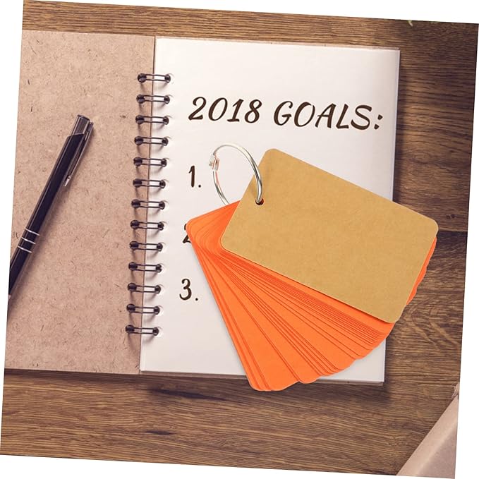 NUOBESTY 8Pcs Portable Blank Flashcards with Ring Memo Note Cards for Studying Office Use and Daily Planning present for Students and Friends