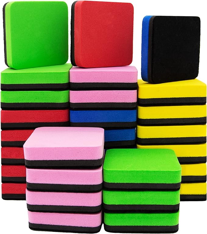 OWLKELA 30 Pack Magnetic Whiteboard Eraser for Kids and Adults, Made of EVA Material, for Cleaning Dry Erase Markers on Magnetic Soft Whiteboard, Glass Whiteboard and Dry Erase Board