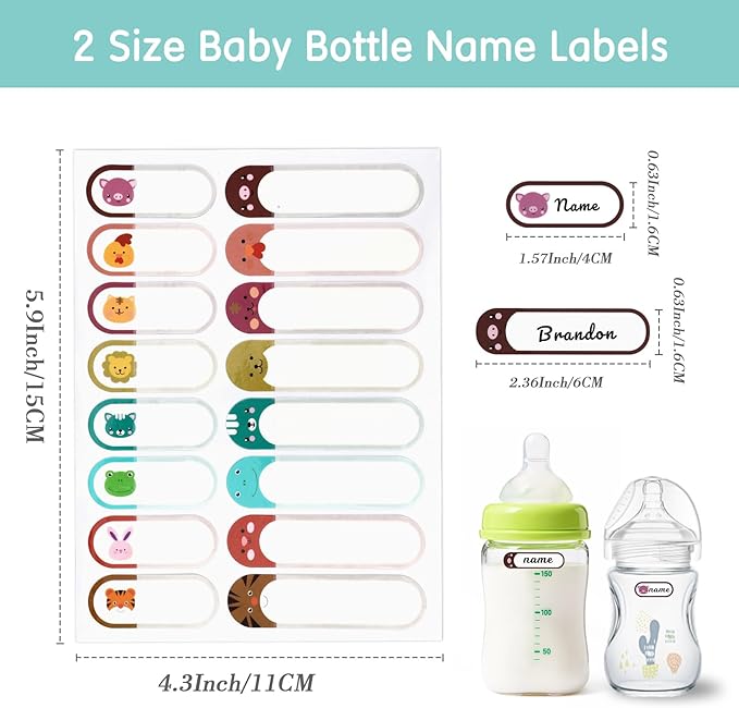 Name Labels for Kids Stuff Daycare, 320 Pcs Name Tags Stickers, Self-Laminating Write-On Waterproof Baby Bottle Labels, Reusable Washable Names Tag Stickers for Classroom School Essentials Supplies